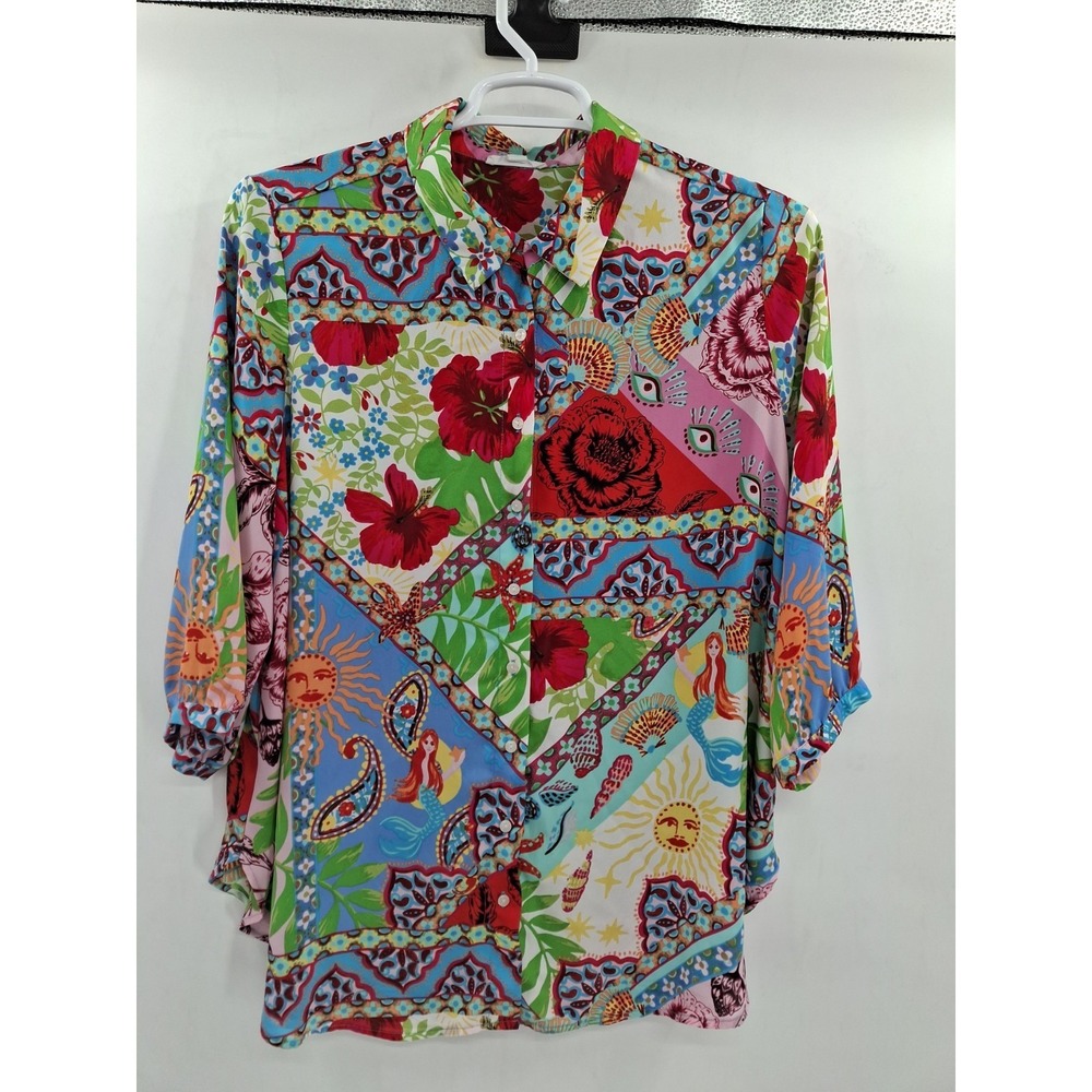 Cynthia Rowley Amazing Boho Long‎ Sleeve Button Up 1X